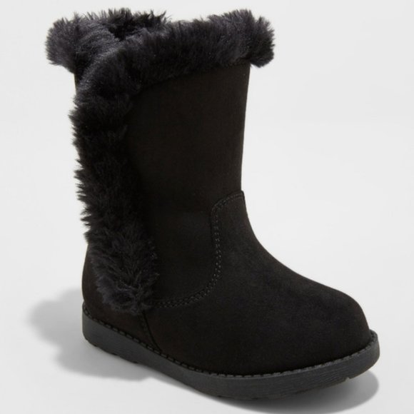 Toddler Girls' Katrina Fleece Fashion Boots Black - Cat & Jack - Picture 1 of 3